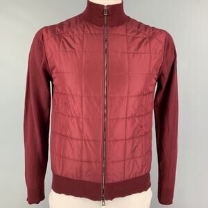 BELSTAFF Size L Burgundy Mixed Fabrics Wool Polyester Zip Up Jacket